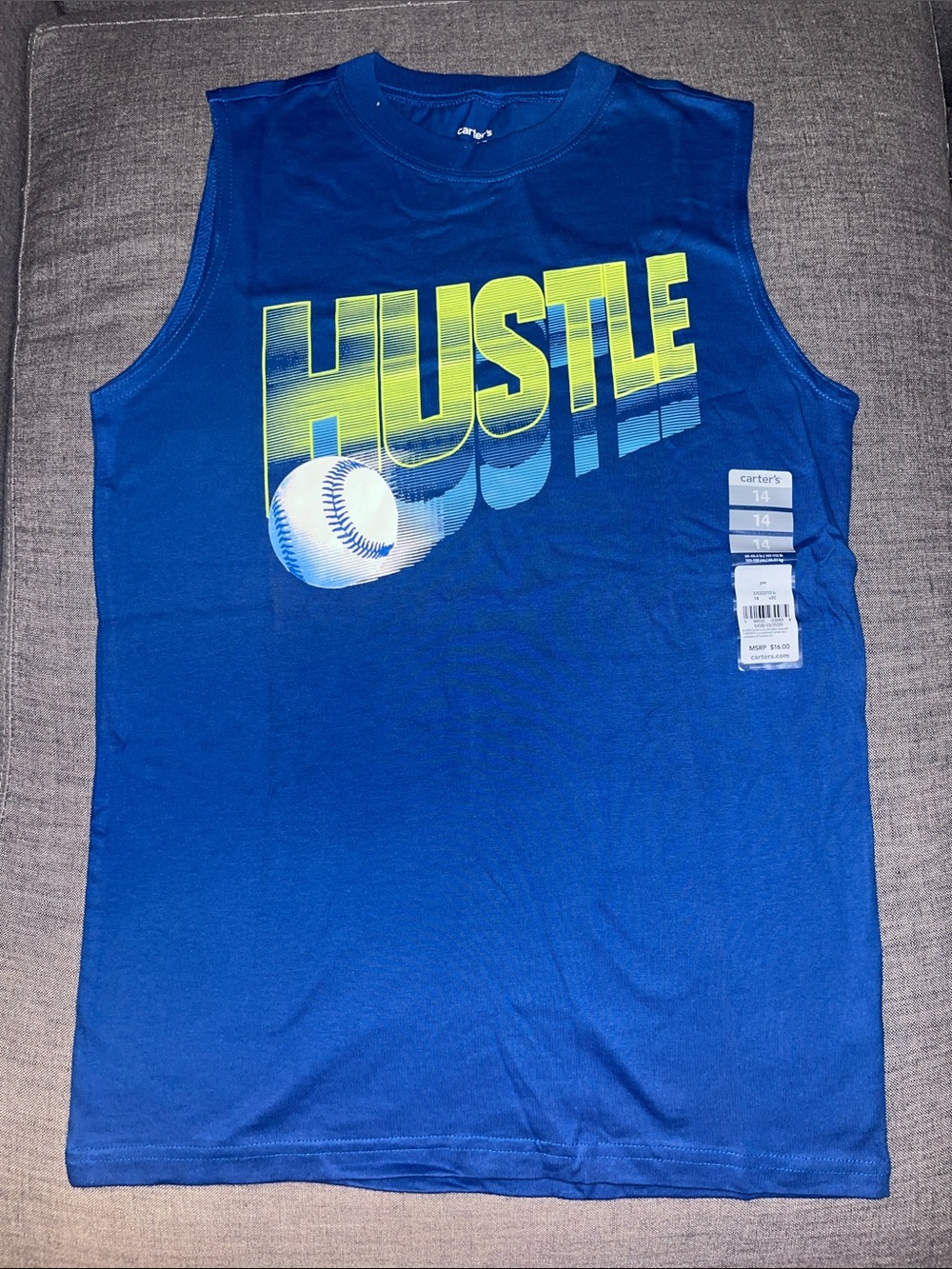 NWT Carter’s Kids Hustle Baseball Sleeveless Tee Shirt size 14